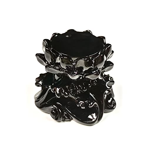 Lotus Crystal Ball Stand Sphere Display, Natural Healing Feng Shui Glass Orb Holder Base Statue Decoration, for 60mm-100mm Sphere - color: Black