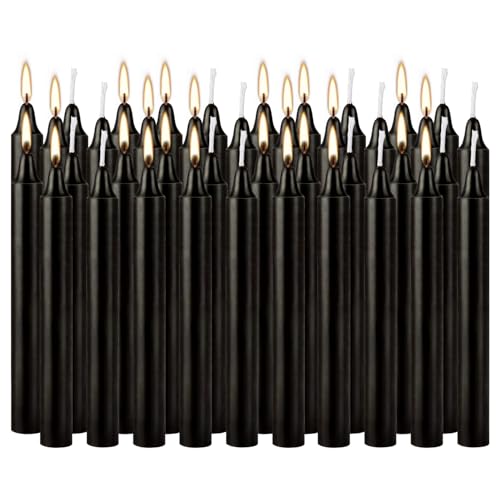 4 Inch, 40 Pack, Unscented, Dripless Taper Candles, Black, Smokeless Candles for Holidays, Wedding Ceremonies, Parties, Shabbat, 1.5 Hours - color: 4"40pcs-Black