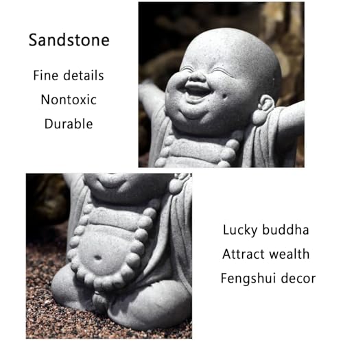 OwMell Japanese Jizo Monk Buddha Statue Figurine Aquarium Garden Decor - color: Laughing Buddha