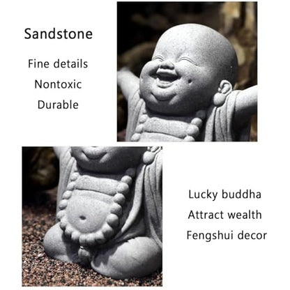 OwMell Japanese Jizo Monk Buddha Statue Figurine Aquarium Garden Decor - color: Laughing Buddha