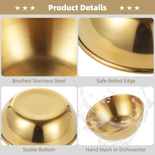 30 PCS Round Golden Sauce Bowls, 3.2 x 1.2 Inches Stainless Steel Dipping Sauce Cups, Small Seasoning Dish dipping Container, Prep Appetizer Plate, Condiment Holder Bowl for Home Restaurant Party