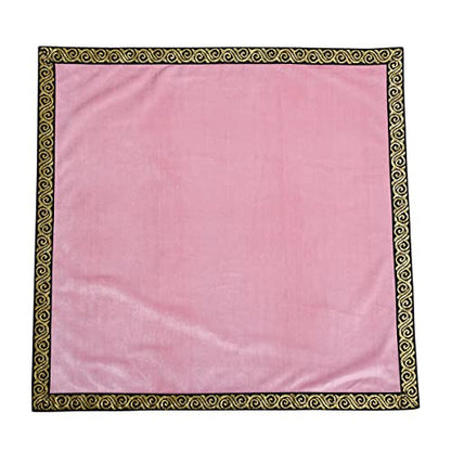 BLESSUME Wicca Square Altar Tarot Table Cloth for Reading with Card Pouch 24.4 * 24.4 inch (Pink 2) - color: Pink 2