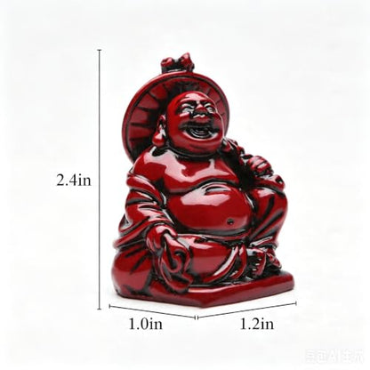 6Pcs 2in Red Resin Laughing Buddha Figurines, Tabletop Lucky Decor - color: 2'' Resin Red Set