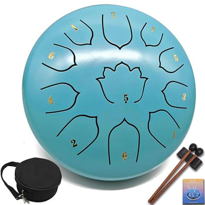 8.5-Inch 11-Note Steel Tongue Drum, Rain Drum for Outside & Garden - color: Sky Blue, size: 8.5 Inch 11 Notes