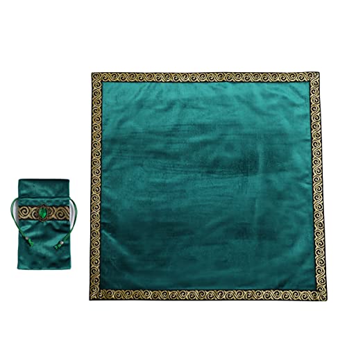 BLESSUME Wicca Square Altar Tarot Table Cloth for Reading with Card Pouch 24.4 * 24.4 inch (Green 2) - color: Green 2