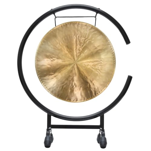 11" to 12" Gongs on the High C Gong Stand - Includes Gong of Choice with Traditional Chinese Mallet & Gong Stand/Easy to Assemble Metal Gong Stand/Small Bronze Gong/Great for Small Spaces Such a - size: 12" White Gong