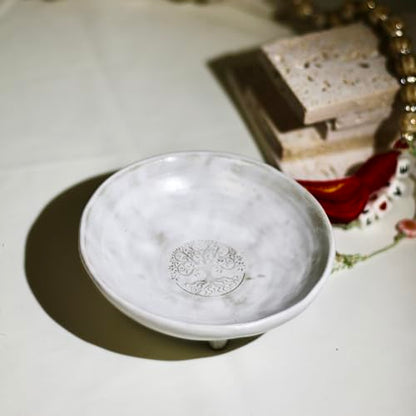 Prayer Offering Ritual Bowl Plate Great for Use Candles Tray Religious Spiritual Gifts （White Tree Life） - style: White Tree Life