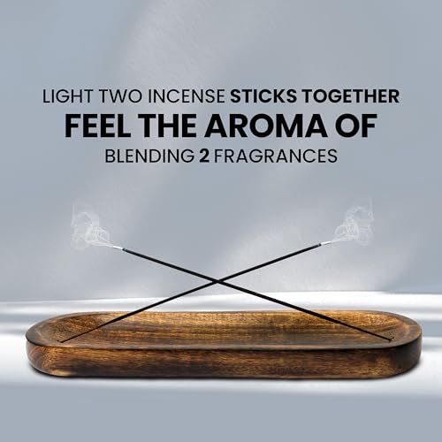 Incense Holder-Incense Burner/Ash Catcher-Handmade Wooden Insence Tray Home Decor 11x4x1.2 Inches - style: PLAIN BROWN