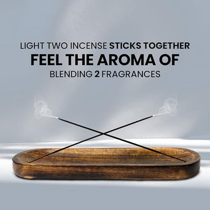 Incense Holder-Incense Burner/Ash Catcher-Handmade Wooden Insence Tray Home Decor 11x4x1.2 Inches - style: PLAIN BROWN