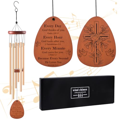 Christian Gifts for Women Men - Inspirational Bible Verse Wind Chimes for Outside, Religious Faith Based Gifts for Mother Sisters Friends Birthday Christmas Easter Baptism Communions