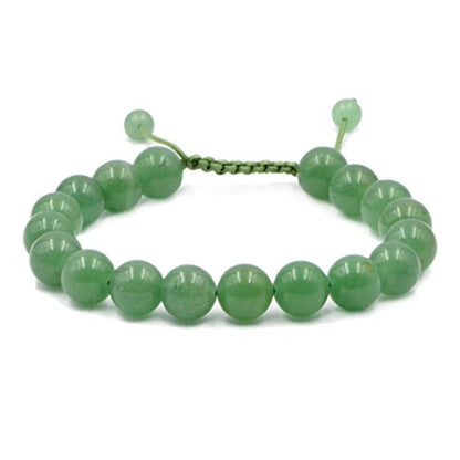 AD Beads Natural 10mm Gemstone Bracelets Healing Power Crystal Macrame Adjustable 7-9 Inch - color: Green Aventurine
