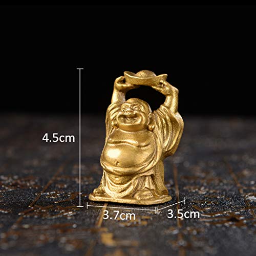 6Pcs 2'' Gold Brass Laughing Buddha Figurines, Tabletop Lucky Decor - color: 2''brass Set