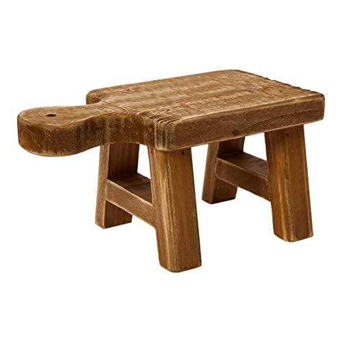 Creative Co-Op Decorative Wood Pedestal with Handle Small Rustic Display Stand, Natural Finish - color: Natural, size: Square, style: Rectangle