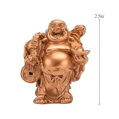 6Pcs 2.5'' Gold Resin Laughing Buddha Figurines, Tabletop Lucky Decor - color: 2.5'' Gold