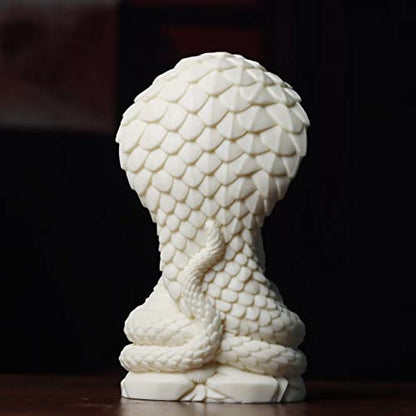 Sakyamuni Amitabha Buddha Statue with Snake Figurines feng Shui Decor,White Buddha Statue with Ivory Fruit Finish for Home Office Zen Decor