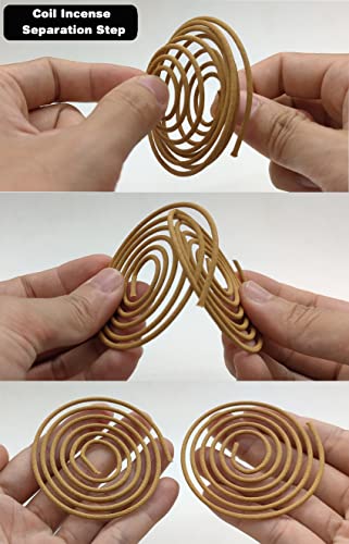 Coil Incense,Traditional spiraled,Perfect for Meditation Spaces,Living Rooms,or Any Indoor Area Where You Want to Create a Relaxing Atmosphere. (48Sandalwood+Carved Bamboo Incense Burner) - color: 48sandalwood+carved Bamboo Incense Burner