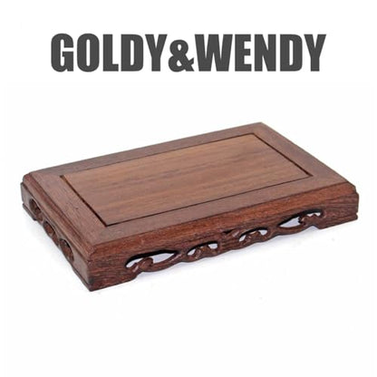 Chinese Handmade Wooden Display Stand Art Antique Carved Home Decor Base Pedestal - size: 8.4X5.4X1.4 in