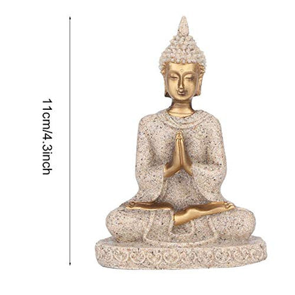 Ymiko Meditation Sitting Buddha Statue Carved Statue Crafts Home Decorations, Can Be Placed On Desk, Garden, Bedside, Relax and Pleasant (A Gold)