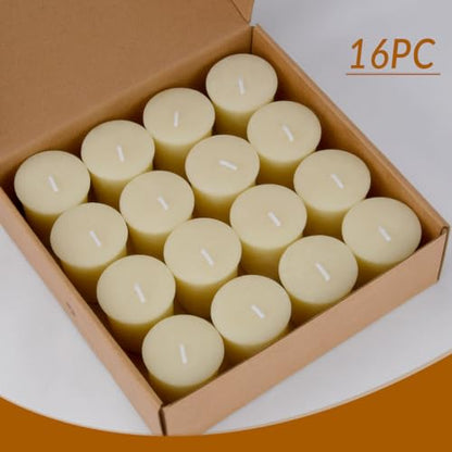 16PCS Beeswax Votive Candles, Cream White, 12H Burn, Prayer & Memorial - color: White