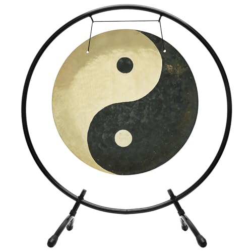 20" to 26" Taoist Breeze Gongs on Stands - Includes Gong, Stand, & Mallet/Yin & Yang/Perfect for Meditation & Sound Healing - size: 20" on Holding Space Stand