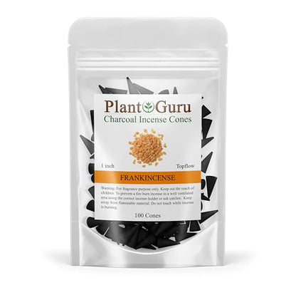 Frankincense Charcoal Incense Cones 1" TOPFLOW - 100 Pack Bulk - Natural Scented Cones Handmade Hand Dipped