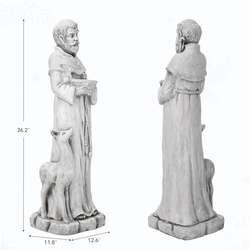 36.2" St Francis Garden Statue,Outdoor Catholic Sculpture - color: St Francis-36.2"