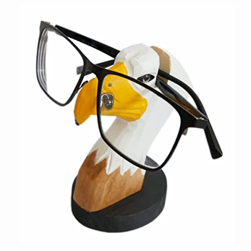 Red Dollar Handmade Wood Carved Animal Eyeglass Holder, Cute Sunglasses Display Stand, Nightstand Home Office Desk Decor, Christmas Holiday New Year Business Gift for Men Women Adults (Eagle) - color: Eagle