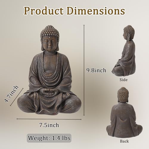 9.8" Buddha Statue Outdoor, Resin Garden Buddha Statue, Buddha Statues Indoor for Home Decor, Buddha Garden Statues Zen Decor for Yard, Patio, Lawn