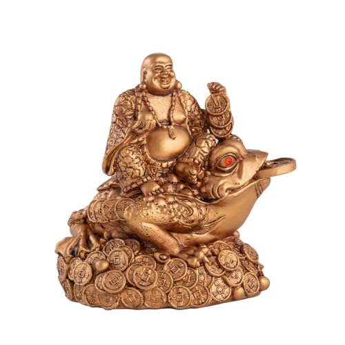Feng Shui Laughing Buddha Money Frog，Lucky Money Toad Decorations,Ideal for Attracting Wealth(Brown Buddha)