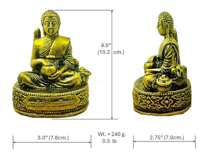 BUDDHO Phra Sivali Thera Buddha Statue Thai Buddhist Saint Arahant Gold Resin Thai Buddha Statue Thai Sculture (Small - 4" Height)