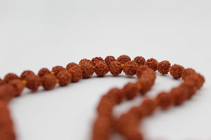 Rudraksha Mala 5 mm Bead Prayer Rosary Beads 108 +1 japa Maala Panchmukhi Jaap Rosary Brown with Tassel Spiritual
