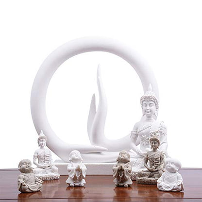 Carefree Fish White Sandstone Buddha Hand Statue Yoga Decor The Art of Minimalism Valuable Collection (Solid 6.6 Pounds) - color: White Sandstone