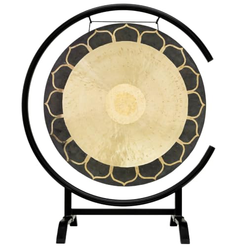 24" to 26" Temple Wind Gongs on Stands - Includes 26" Gong, Stand, & Mallet/Great for Meditation & Sound Healing - color: 24" on Seaside C-Stand