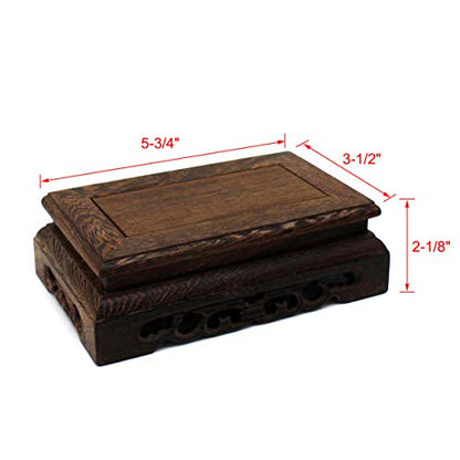 CVHOMEDECO. Primitives Rustic Rosewood Rectangle Display Stand Vase Pot Base Fishbowl Pedestal Stand. (5-3/4 Inch) - size: 5-3/4"L