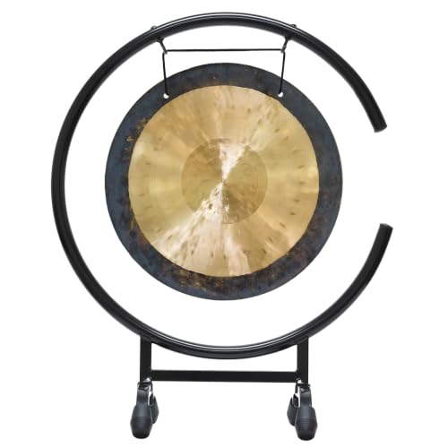 11" to 12" Gongs on the High C Gong Stand - Includes Gong of Choice with Traditional Chinese Mallet & Gong Stand/Easy to Assemble Metal Gong Stand/Small Bronze Gong/Great for Small Spaces Such a - size: 12" Dark Wind Gong