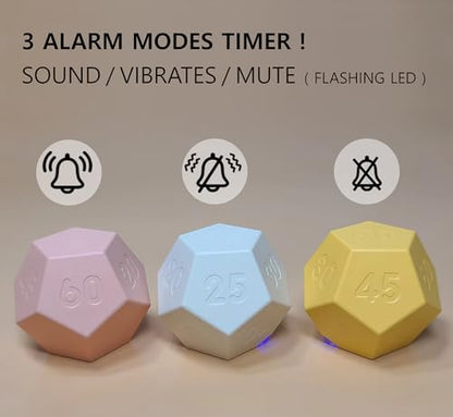 2 Pack of CREAVIVA Cube Pomodoro Timer - Flip to Start Countdown, Rechargeable Mini Productivity Timer for Study, Office, 11 Preset Times, Silent/Vibration, Time Management Tool for Kids & ADHD