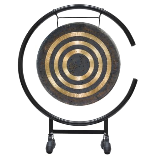 11" to 12" Gongs on the High C Gong Stand - Includes Gong of Choice with Traditional Chinese Mallet & Gong Stand/Easy to Assemble Metal Gong Stand/Small Bronze Gong/Great for Small Spaces Such a - size: 12" Lunar Flare Gong