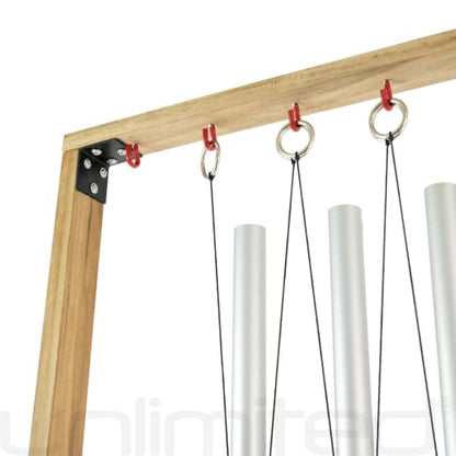 Set of 8 Fibonacci Tuned Healing Chimes with Framed Wood Stand Includes 8 Chimes, Stand, & Mallet/Clean Tones/Great for Spiritual & Sound Healing