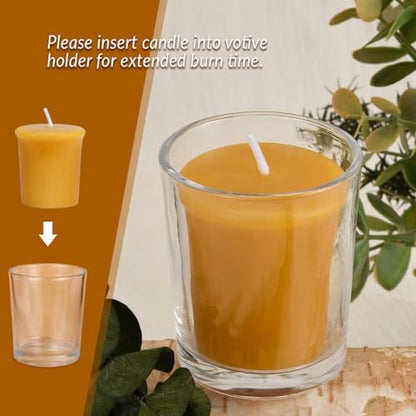 16PCS Beeswax Votive Candles, 12H Burn, Prayer & Memorial, Unscented - color: Raw