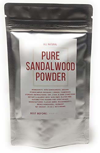 Pure Sandalwood Powder - 100% Natural Sandalwood Dust - Culinary Grade, Raw, Vegan, Non-GMO - size: 1.76 Ounce (Pack of 1)
