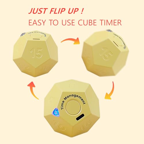 2 Pack of CREAVIVA Cube Pomodoro Timer - Flip to Start Countdown, Rechargeable Mini Productivity Timer for Study, Office, 11 Preset Times, Silent/Vibration, Time Management Tool for Kids & ADHD