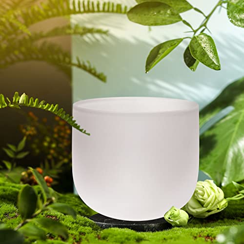 TOPFUND 440Hz E Note Crystal Singing Bowl 8 inch Solar Plexus Chakra with Heavy Duty Carrying Case and Suede Mallet - color: 440Hz E Note, size: 8 inch