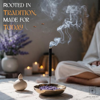 Soul Sticks Aztec Cinnamon Resin Incense Sticks, 90 Mins Burn Time – 100% Natural, Hand-Rolled & Slow-Burning 6 Pcs| Artisan Blend for Yoga, Meditation, Relaxation, Aromatherapy (Lavender) - color: Lavender