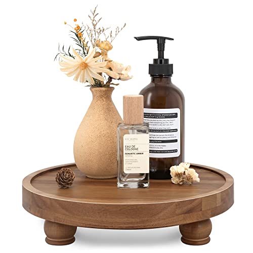 EOSAHR Acacia Wood Display Riser: Pedestal Stand for Bathroom Decor, Brown - color: Acacia