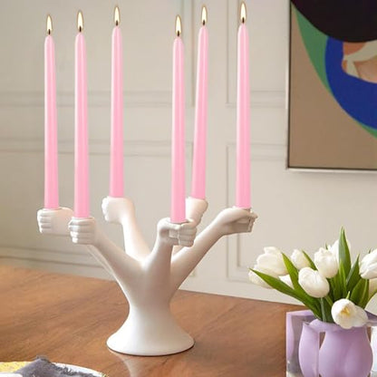 14-Pack Pink Taper Candles - 10 Inch Unscented Dripless Candlesticks, Long Burning for Weddings, Bridal Showers, Valentine's Day & Romantic Dinner Parties - color: 10"14pcs-Pink