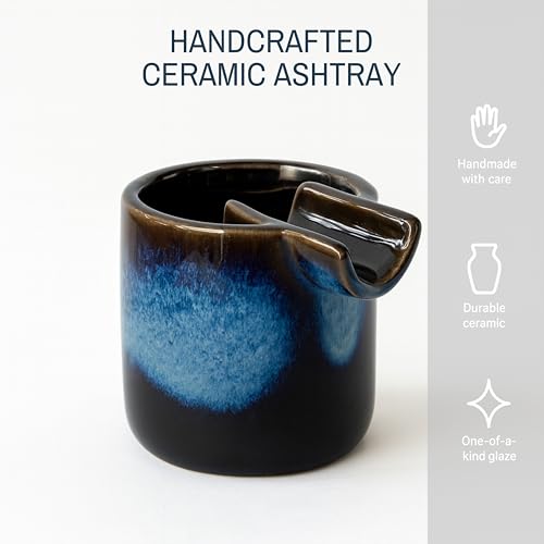 Cool & Cute Ceramic Ashtray – Deep Ash Tray with Holder