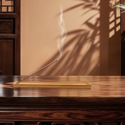 2 Pack Bamboo Incense Holder with Ash Catcher, Long Incense Stick Burner, Incense Stand for Yoga, Meditation, Aromatherapy, Home & Office Decor