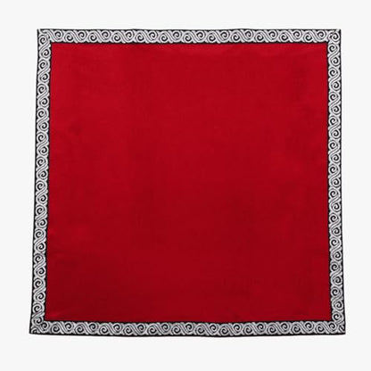 BLESSUME Wicca Square Altar Tarot Table Cloth for Reading with Card Pouch 24.4 * 24.4 inch (Red 1) - color: Red 1