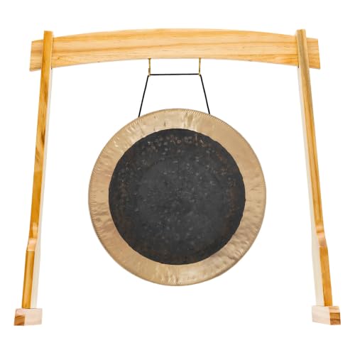 14" Gongs on East 14th Street Stand - Includes Gong, Stand, & Mallet/Versatile, Natural Wood/Extra Hooks for Four Zaphir or Koshi Chimes/Perfect for Office or Studio - size: 14" Deep Breath Chau Gong