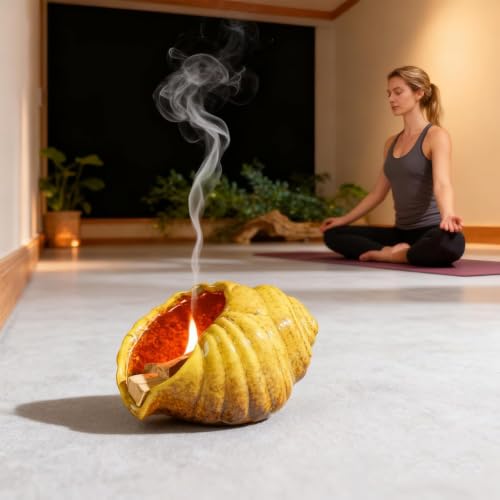MOUGIGI Yellow Ceramic Conch Palo Santo Holder Mini Chimney Incense Burner - color: Yellow